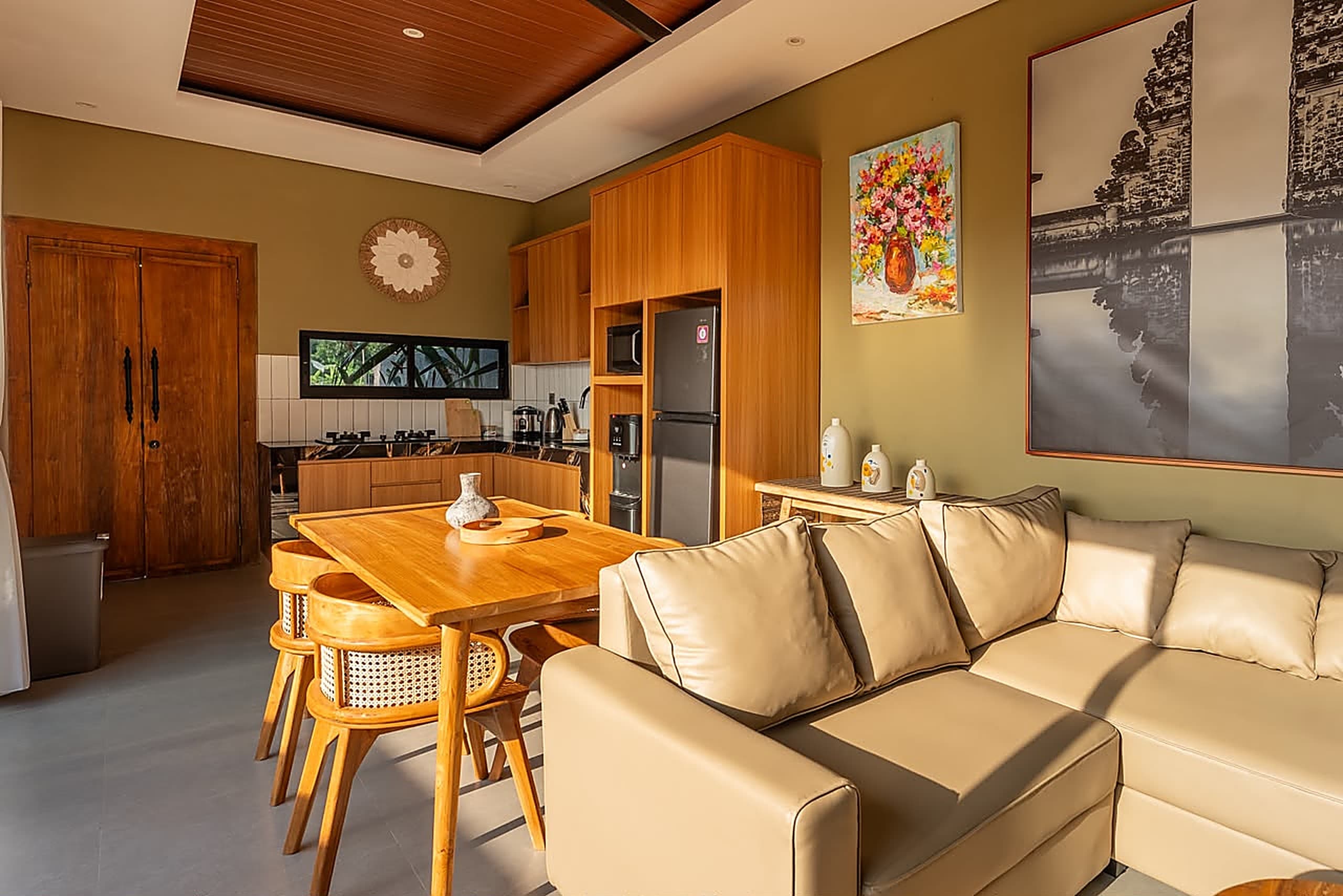 Open-plan living and dining pavilion in daylight